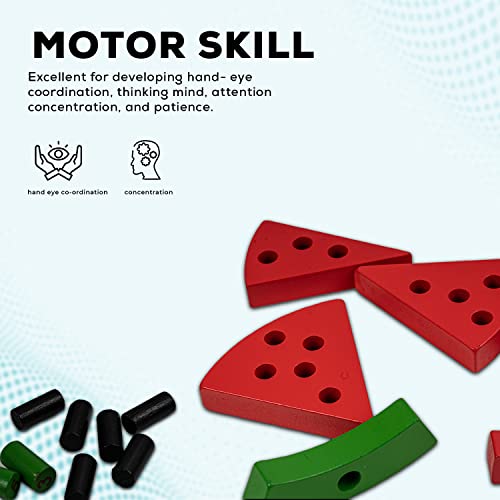 Image of Baybee Wooden Lacing Watermelon Threading Game Puzzle Kids Toys, Wooden Toys with Watermelon, Seeds, Numbers & Lace, Early Learning Puzzle for Kids 3+ Years Boys Girls