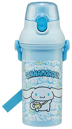 Skater Cinnamoroll Water Bottle with Adjustable Strap Blue 16.23oz - Adorable Friends Design - Leak-Proof BPA-Free