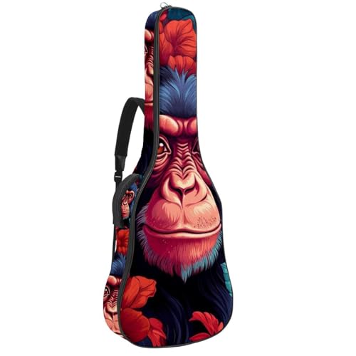 Housse guitare acoustique 41 pouces imperméable et rembourrée avec motif singe coloré