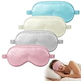 Rahhlzs 4 Stück Seide Schlafmaske Damen, Weiche Augenmaske mit Verstellbarem Riemen, Sleep Mask Silk Lichtblockierende Schlafbrille für Pause Reisen, Blockiert Licht