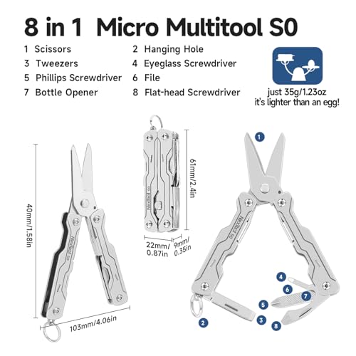 Image of NexTool Micro Sailor Scissors S0, Mini Keychain Multitool with Serrated Scissors, 8-in-1 Lightweight EDC Tool for Travel, Outdoor, Everyday Carry, Cool Gadget for Men