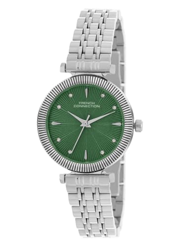 Image of French Connection Textured Green Round Dial with IP Steel Stainless Steel Metal Strap Watch - for Womens FCN0133SM