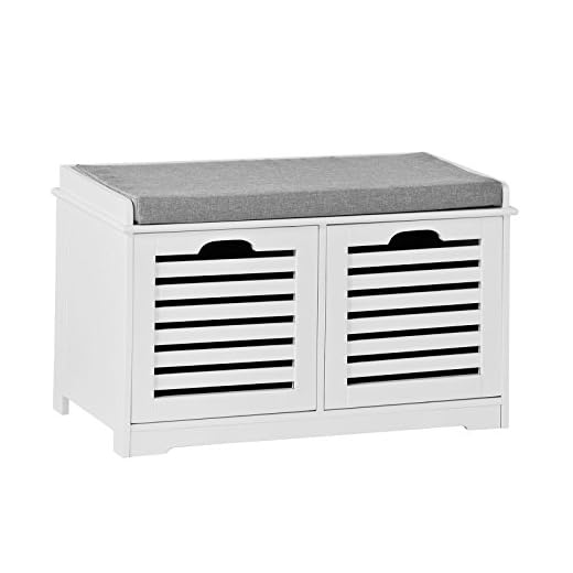 SoBuy Banco de Almacenamiento con Cojines y 2 Cubos de Entrada del Gabinete Dresser Zapato Cómodo Banco FSR23-K-W, ES (Zapatero)