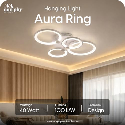 Image of Murphy 40W Modern LED Ceiling Light | 3 Color Change (Warm /Natural /Cool) | Round Ring Flush Mount Ceiling Lamp for Living Room, Bedroom & Hall | Pack of 1