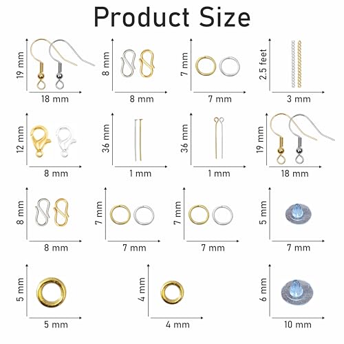 Image of INDIKONB Jewelry Making Kit - Gold and Silver Metal Findings for DIY Crafts - Beading Supplies for Necklaces, Bracelets, Earrings (Findings + Tools)
