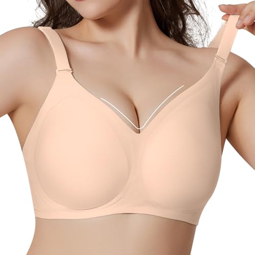 Image of Wirefree Plus Size Bras for Women, Seamless Full Support Wireless Comfort for Large Cup, No Underwire, Everyday T-Shirt Bra