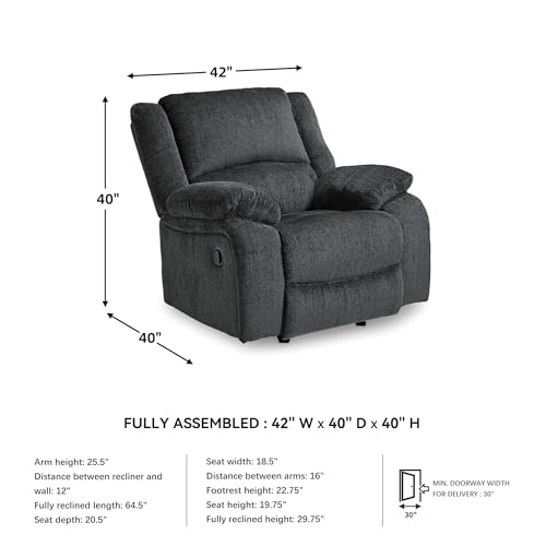 Signature Design by Ashley Draycoll Plush Manual Pull-Tab Rocker Recliner, Dark Gray - Image 4
