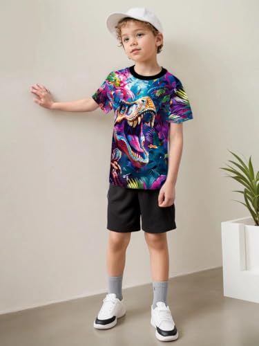 Image of Frogwill Boys Girls Shirts 3D Graphic T-Shirt Neon Clothes Short Sleeve Animal Print Tee 5-13 Years