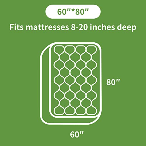 Bamboo Mattress Topper With 1 Pillow Protector, Side Pocket, Waterproof Mattress Protector, Cooling Extra Thick Breathable Mattress Pad Cover,8-21” Deep Pocket- Queen #TOP7