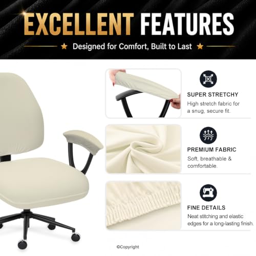 Image of DIVA EN CAMINO DEC Split Office Chair Seat Covers - Universal Stretch Computer Chair Slipcover - Washable Rotating Backrest Coverings & Cushion Protectors & Armrest Covers for Dogs, Cats, Pets