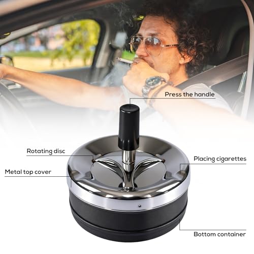 6 Stück Aschenbecher Drehen, Drehaschenbecher, Aschenbecher Mit Deckel, Moderner Drehaschenbecher Windaschenbecher, aschenbecher Tischaschenbecher Für Zuhause Draußen Bar Büro, Winddicht 9 X 9 cm