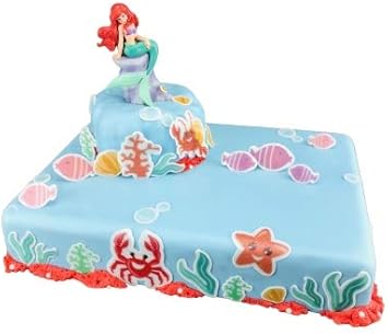 Amazon De Coximus Backen Und Mehr Tortendekoration Arielle Im Ozean Mit Essbaren Muscheln Und 1 Arielle Figur