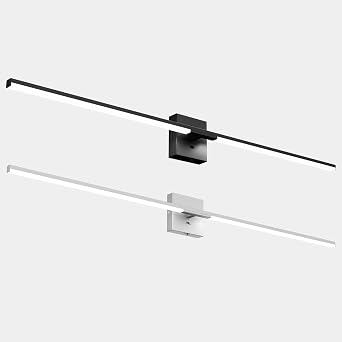Ensenior Modern Bathroom Vanity Light 48 inch, Built-in Dimmer, 13W Dimmable 5CCT Led Bathroom Light Fixture Over Mirror, Vanity Light Bar -Black & Silver