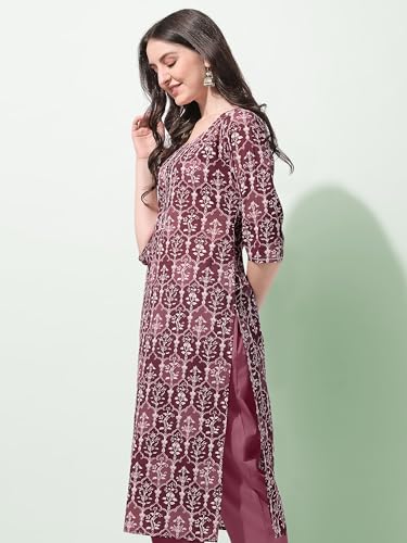 Image of MIRCHI FASHION Women's Straight Fit Paisley Printed And Embellished Kurta Set with Dupatta and Trouser