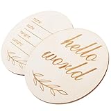 DECORNIJIA Letrero de Madera para Anuncio de Nacimiento Recién Nacido 2 Piezas Placa de Bienvenida y Placa Manuscrita Obsequio Personalizado para Sesión de Fotos y Decoración Infantil