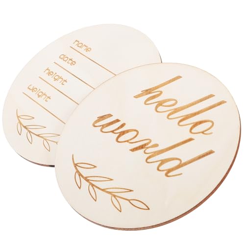 VICASKY Letrero de Madera Marrón para Anuncio de Nacimiento Nombre Personalizado, 2 Piezas, Estilo Minimalista Adecuado para Fotos de Bebés y Nuevos Padres