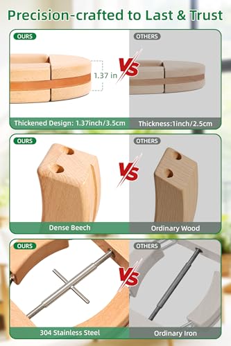 Image of Cowboy Hat Stretcher for Fitted Hats Large Size Cowboy Hat Stretcher 4-Way Extender Thick Beech Wood Hat Shaper for Baseball Jack Caps Fedora Hats Expander Easy to Stretch with Handle 21.6-26.7in