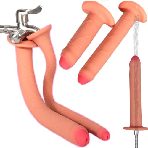 Lewose 2-in-1 19 Silicone Extra Long Realistic Dildo Enema Douche Hollow Extended Shower Anal Plug for Men & Women G Spot Prostate Massage Butt Plug Dildos BDSM Sex Toys for Adults Male Female (S)