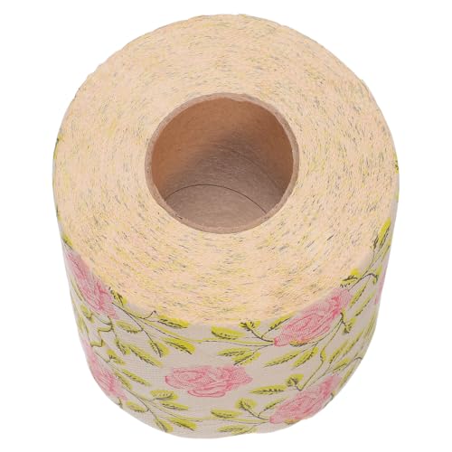 VILLCASE Papel Higiénico Impreso Estampado de Rosas 1 Rollo de Papel Higiénico Decorativo de Pulpa de Bambú Natural para Baño Creativo y Divertido Artículo de Baño Original