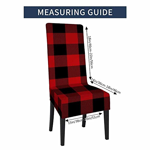 Numland Lumberjack Plaid Checker Pattern Chair Slipcovers Classic Black Red Buffalo Check Washable 100% Polyester 1 Pack For Dining Room Kitchen Removable #TOP4