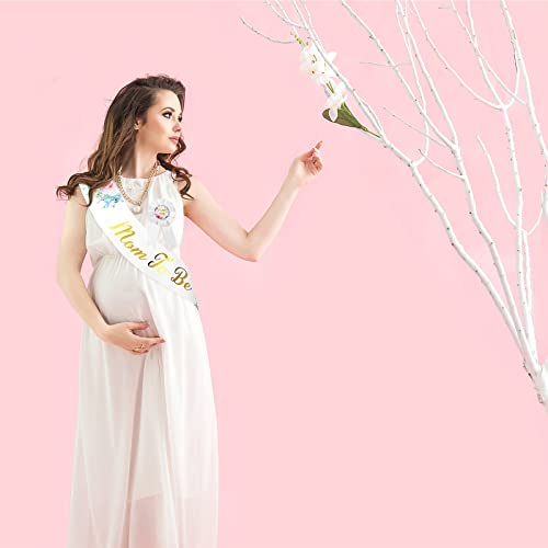 Mtlee MTLEE-KIT-567 4 Pieces Eucalyptus Leaves Mom To Be Sash Neutral Sage Green Crown Kit thumb #6