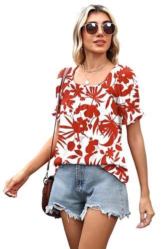Image of WIHOLL Womens Short Sleeve Square Neck Summer Tops Dressy Casual Blouses Trendy Clothes 2026