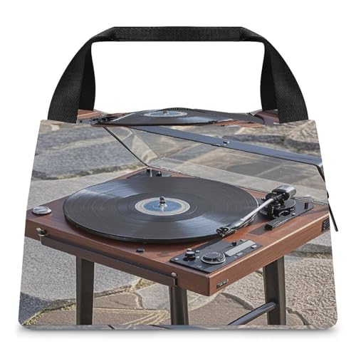 Adult Insulated Bags, Record Player Printed Cooler Bags, Insulated Tote Bags, Grocery Tote Bags