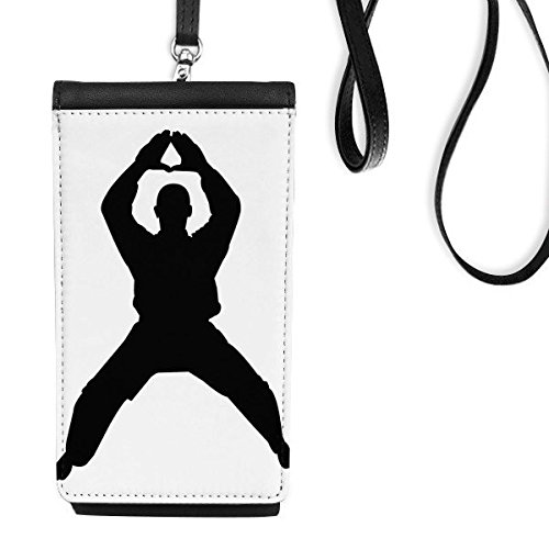 Cadeau culture chinoise avec cette bourse téléphone Kung Fu en cuir noir