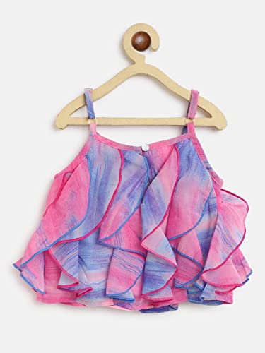 Image of Nautinati Baby Girls Printed Strappy Tiered Top with Shorts Clothing Set | Age 0-3 Years