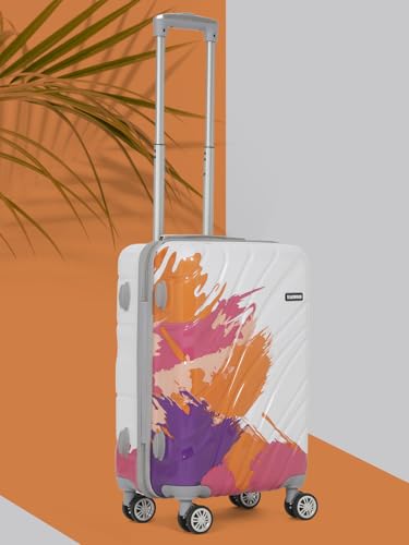 Image of Teakwood World Small 55 cm Cabin Size Trolley Bag Polycarbonate 360 Degree 8 Wheels Luggage Bag with TSA Lock, Adjustable Handle Trolley Bags for Travel, Suitcase for Travel | Wave Pink