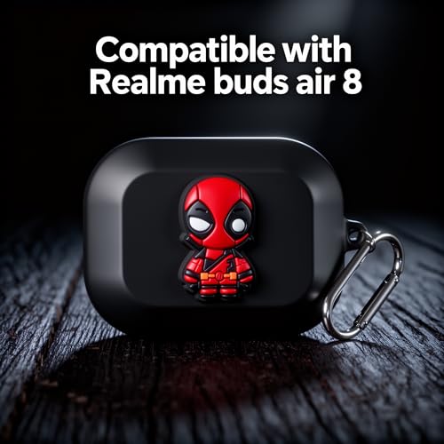 Image of Silicone Case Compatible with Realme Buds Air 8 (2025), Soft Silicone 360 Full Protection Dust-Proof Shockproof Case Cover with Hook (Cover Only) (Cool Pool)