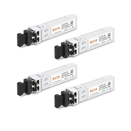 4�p�b�N 10GBase-SR SFP+ �g�����V�[�o�[ 10G 850nm LC MMF���W���[�� �ő�300M�̃}���`���[�h�g�����V�[�o�[ Cisco SFP-10G-SR Ubiquiti D-Link Supermicro Netgear Mikr