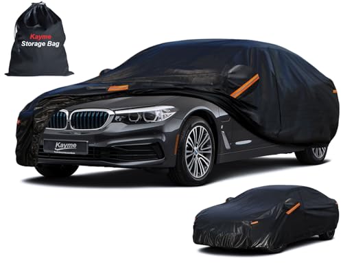 Image of Kayme 10 Layers Car Cover for Automobiles Waterproof All Weather [See Vehicle Size Chart for Accurate Fit] Heavy Duty Full Exterior Cover Outdoor Sun Rain Snow UV Protection. Size A6 (See Size Chart)