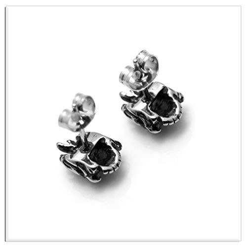 Xusamss Punk Body Piercing Earrings Titanium Steel Flame Skull Crystal Eye Stud Earrings4