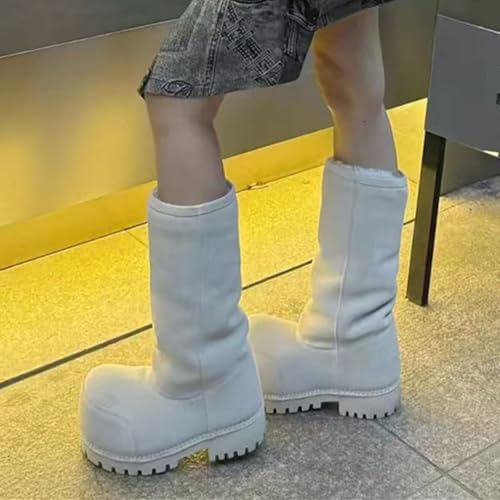 Agodor Snow Boots for Women,Suede Platform Winter Boots,Warm Faux Fur Slip On Round Toe Chunky Hippy Comfort Fashion High Boots4