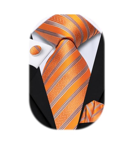 Image of Dubulle Silk Ties Set for Men Formal Paisley Striped Necktie Pocket Square Cufflinks 3PCS Sets Wedding Business Party