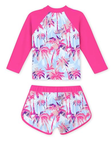 Image of TUONROAD Girls 2 Pieces Rash Guard Swimsuit Long Sleeve Tankini for 4-10 Years