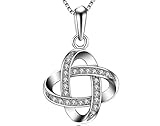 Wiftly Collar para mujer con colgante de cruz de amor con circonitas, plata 925, cadena corta en Y+colgante, Circonia cúbica