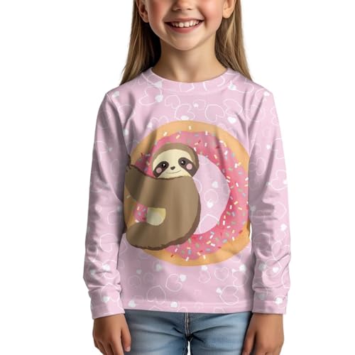 Image of Girls Cartoon Print Long Sleeve Graphic Tee Casual Crew Neck T-Shirts for 3-16 Years Little Girls