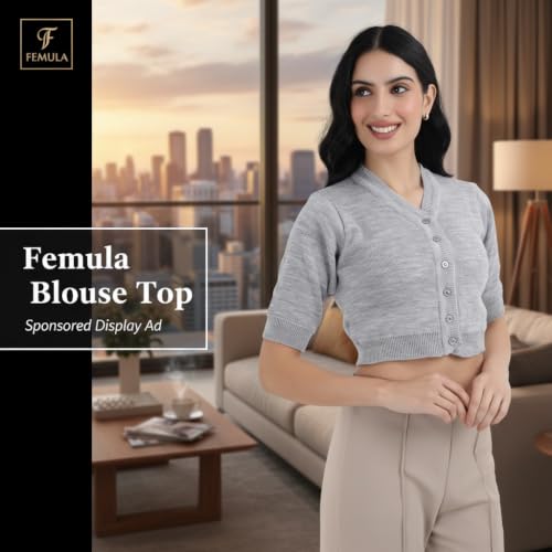 Image of Women Winter Wear V-Neck Half Sleeves Regular Fit Woollen Blouse