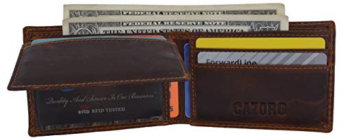 Small Mens Crazy Horse Leather Slim Bifold Card ID Wallet2