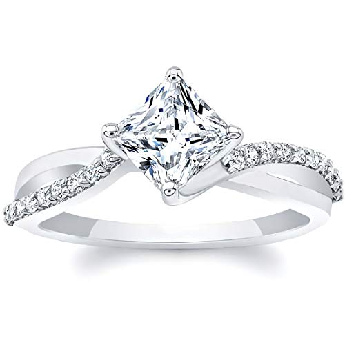 1.15 Carat (ctw) Moissanite Engagement Rings for Women 10K/14K/18K White Gold Ring Moissanite Rings