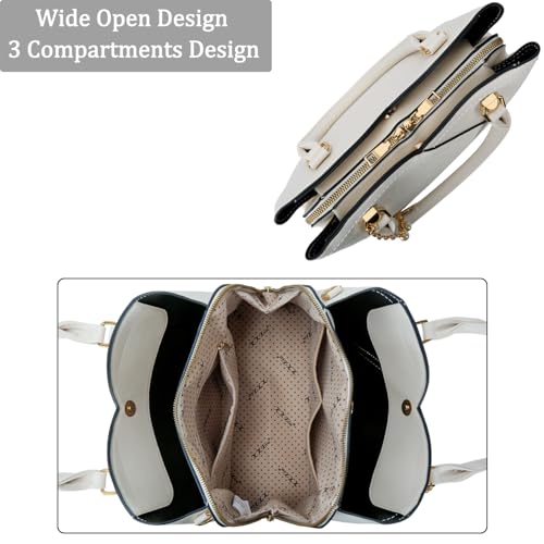 Image of KKXIU Triple Compartments Purses and Handbags for Women Fashion Ladies Satchel Shoulder Top Handle Bag