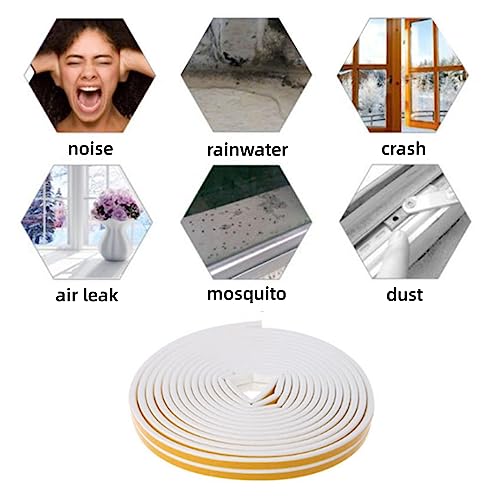 Indoor Weather Stripping Seal Strip for Doors/Windows Backing Seals Large Gap Self Adhesive Foam (32 feet, White)