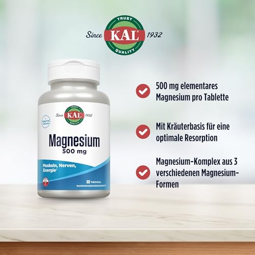 Magnesiumpräparat Kal Magnesium 500 mg – 60 Tabletten