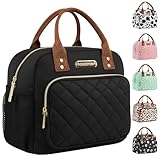 HOMESPON Bolsa de almuerzo aislada para mujeres hombres trabajo adultos bolsa nevera fiambrera contenedor (negro dorado)