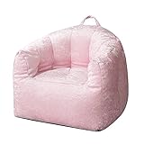 Heritage Kids Velvet Bean Bag Chair with Carry Handle, Pink