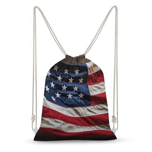 Drawstring Bag Backpack American Flag Sackpack Foldable String Bags Sports Gym Bag for Shopping Yoga