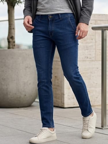 Image of Men's Slim Fit Solid Jeans Stretchable