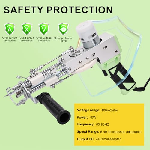 Image of Tufting Gun Kit 2 in 1 Non-Slip Grip Carpet Trimmer kit Digital Screen Controls Speed Rug Gun Kit Cut Pile /Loop Pile Rug Tufting Kit